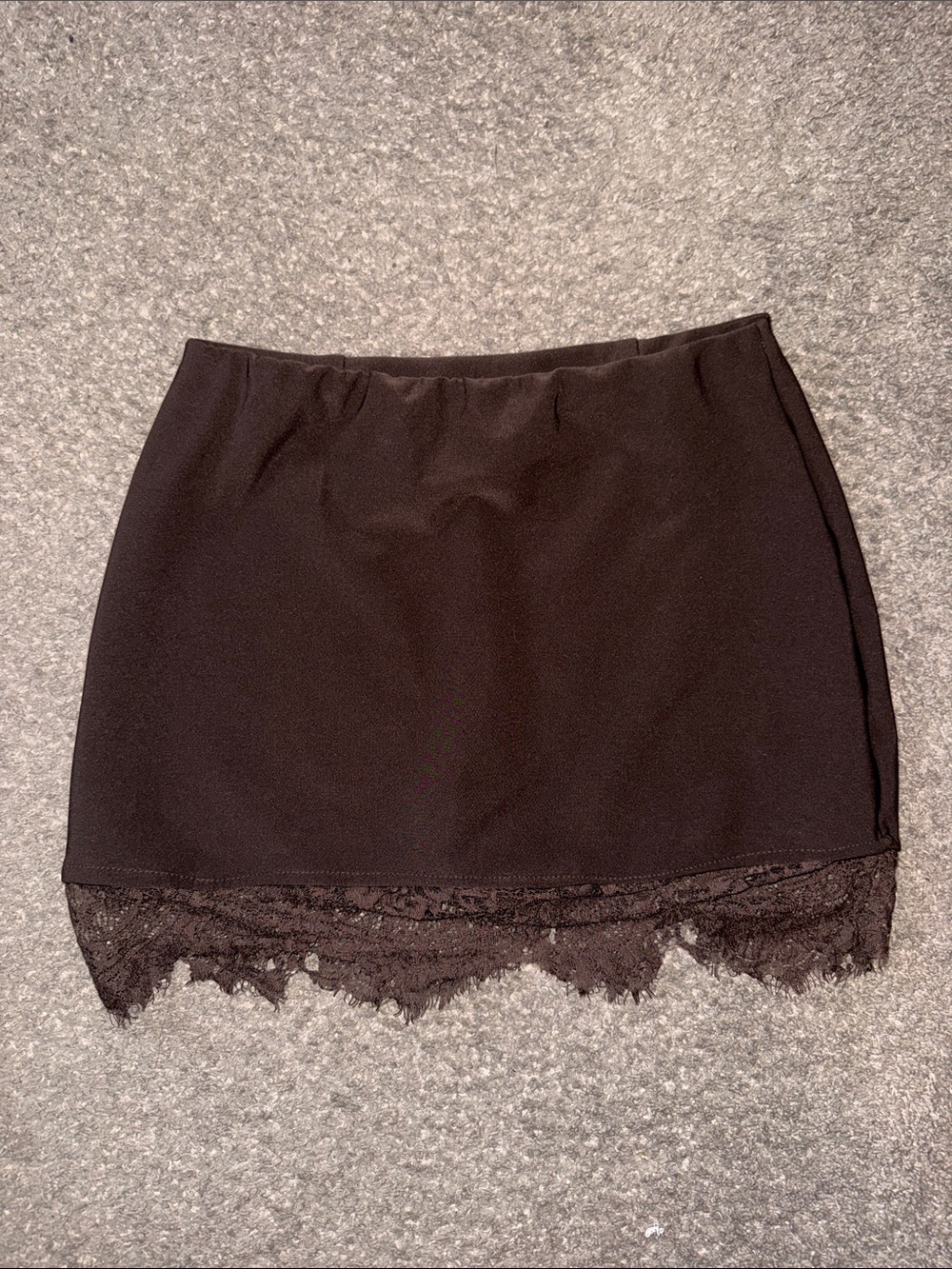 Brown Lace Trim Mini Skirt - Women's